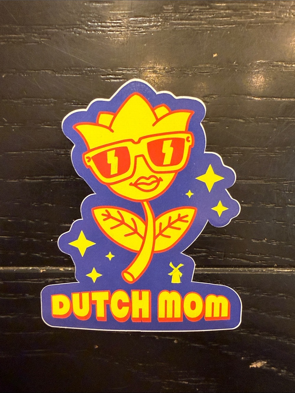 Dutch Bros Yellow & Blue 'Dutch Mom' Flower Sticker